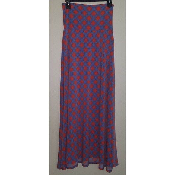 LuLaRoe Maxi Skirt Long Full-Length Size XS Blue Coral Geometric Pattern - Picture 1 of 6